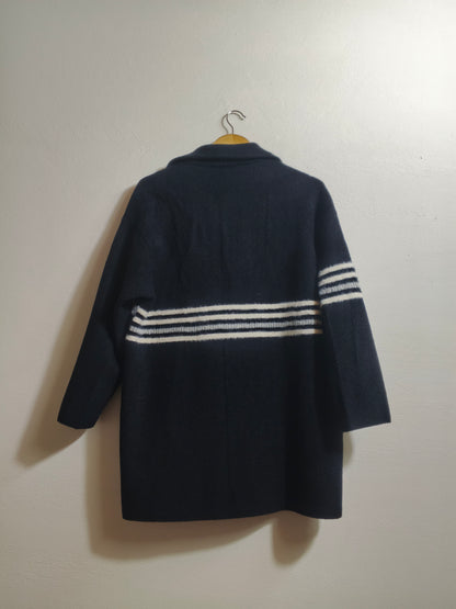 Black wool coat with white pattern (06)